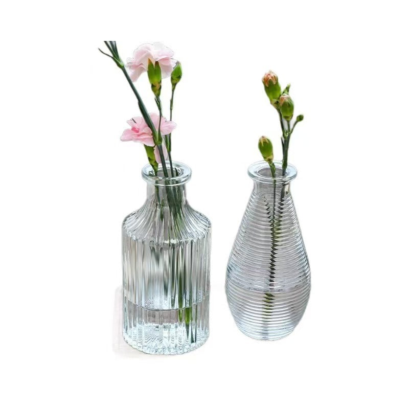 Embossed Glass Vase for Home Decoration