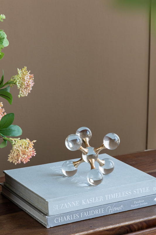 Clear Glass and Gold Finished Sculpture