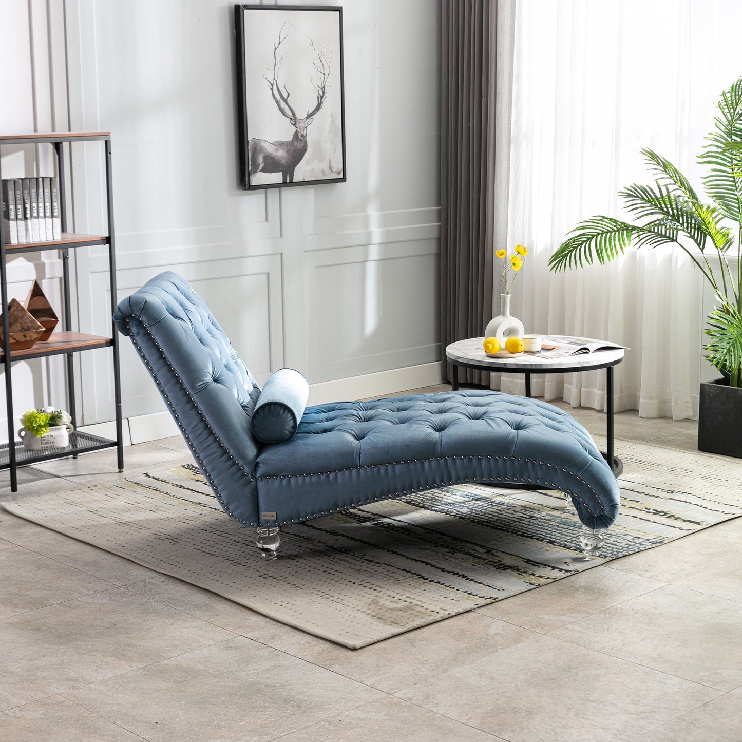 Velvet Chaise Lounge Indoor, Button-Tufted Upholstered Chaise Lounge Chair