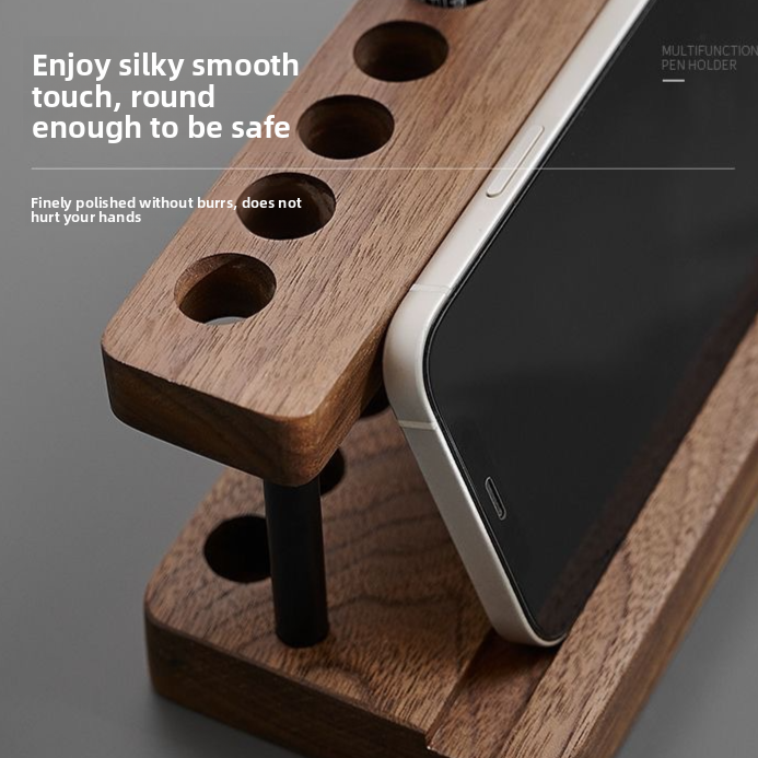 Multi-Functional Wooden Pen Holder