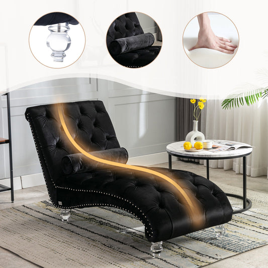 Velvet Chaise Lounge Indoor - Button-Tufted Upholstered Chair