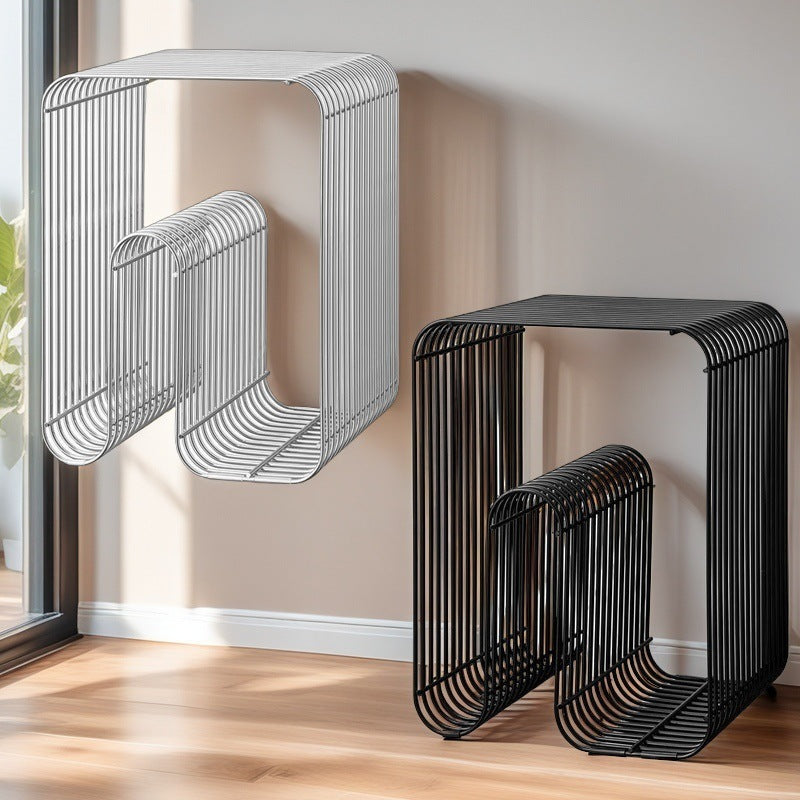 Nordic Iron Side Table with Storage