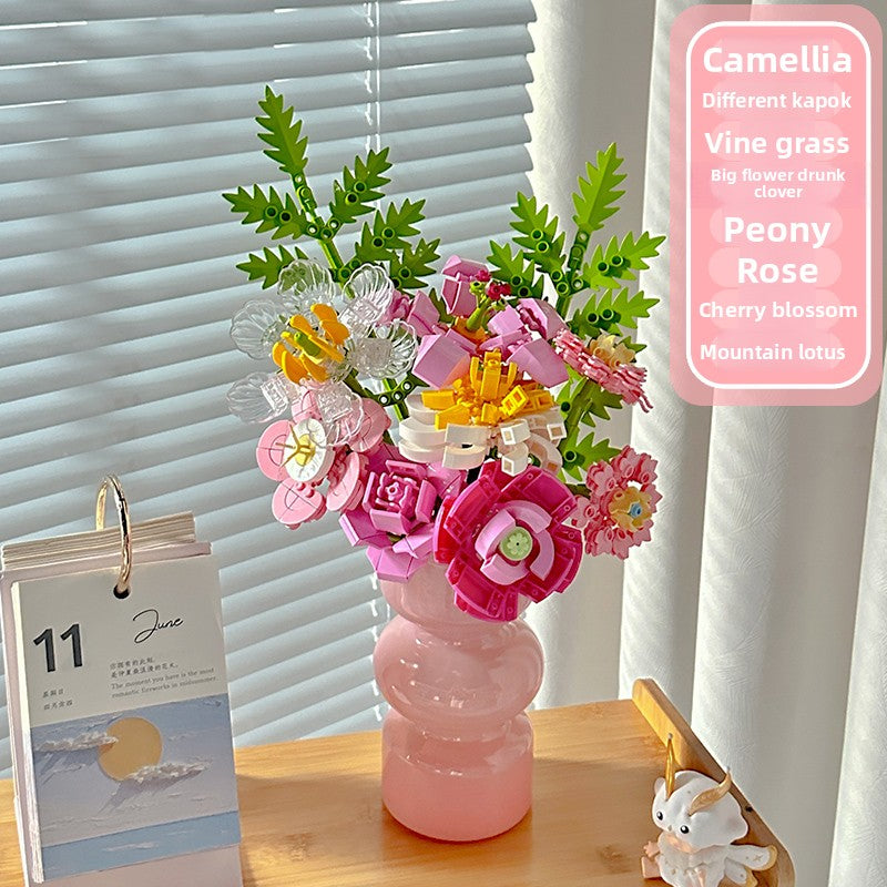 Eternal Flower Building Blocks Set with Vase