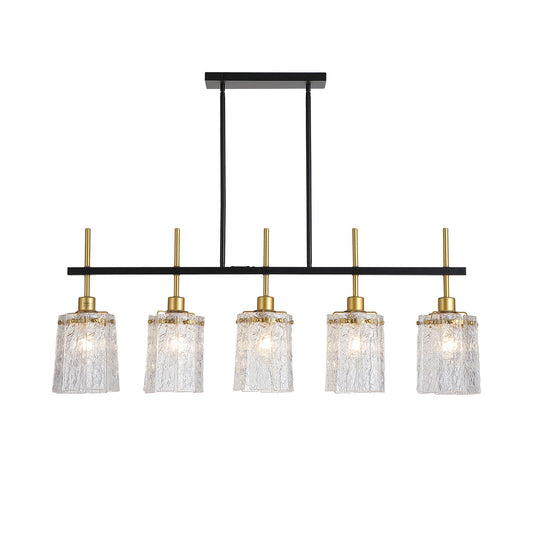 Chandelier 5 Light, Fixture Over Table - Black / Gold