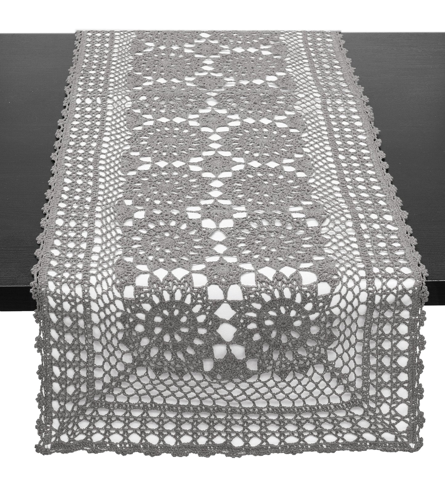Fennco Styles Handmade Crochet Mandala Cotton Rectangular Table Runner - Vintage Table Cover for Home, Dining Room, Holidays, Family Gatherings, Banquets and Special Occasions