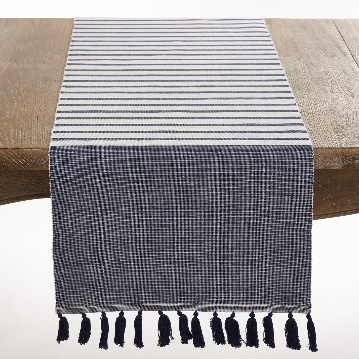 Fennco Styles Bellaria Collection Ribbed Tassel Reversible Table Linen Tablecloth