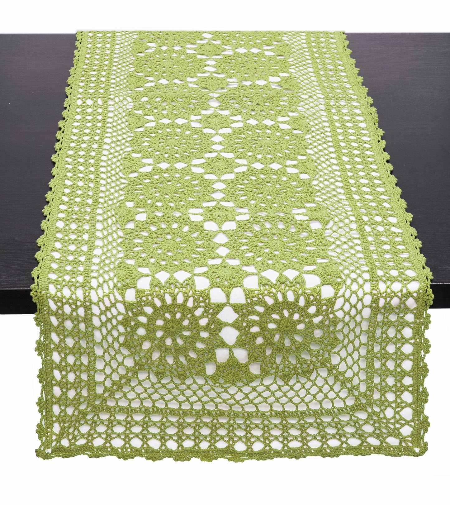 Fennco Styles Handmade Crochet Mandala Cotton Rectangular Table Runner - Vintage Table Cover for Home, Dining Room, Holidays, Family Gatherings, Banquets and Special Occasions