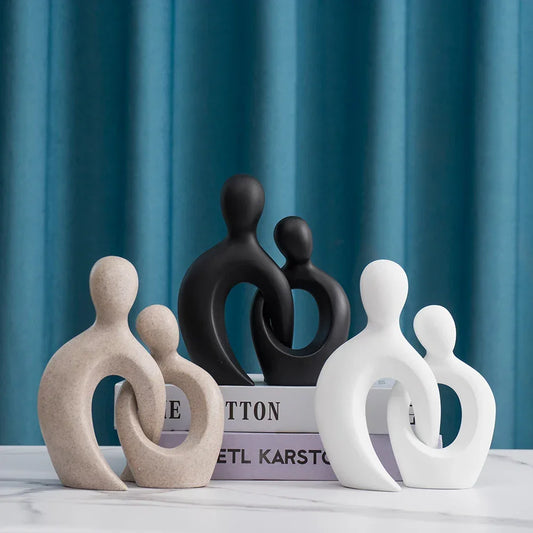 Abstract Couple Sculpture Modern Minimalist Love Figurine