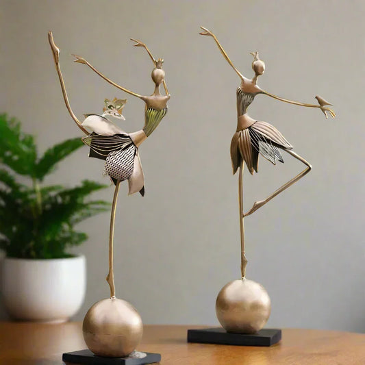 Abstract Dancing Ballerina Metal Sculpture Decorative Figurine