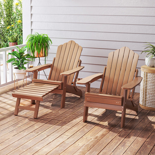 All-Weather HIPS Patio Adirondack Lounge Chair with Retractable Footrest