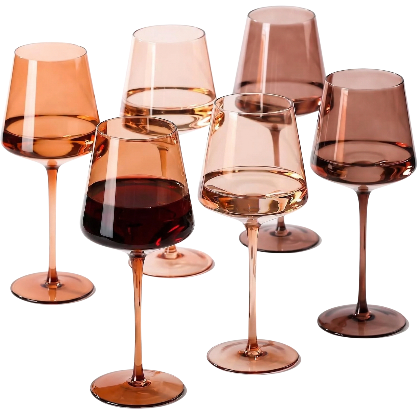 Venus Wine Glasses, Set of 6, Brown Shades 22.3oz Glass Tall
