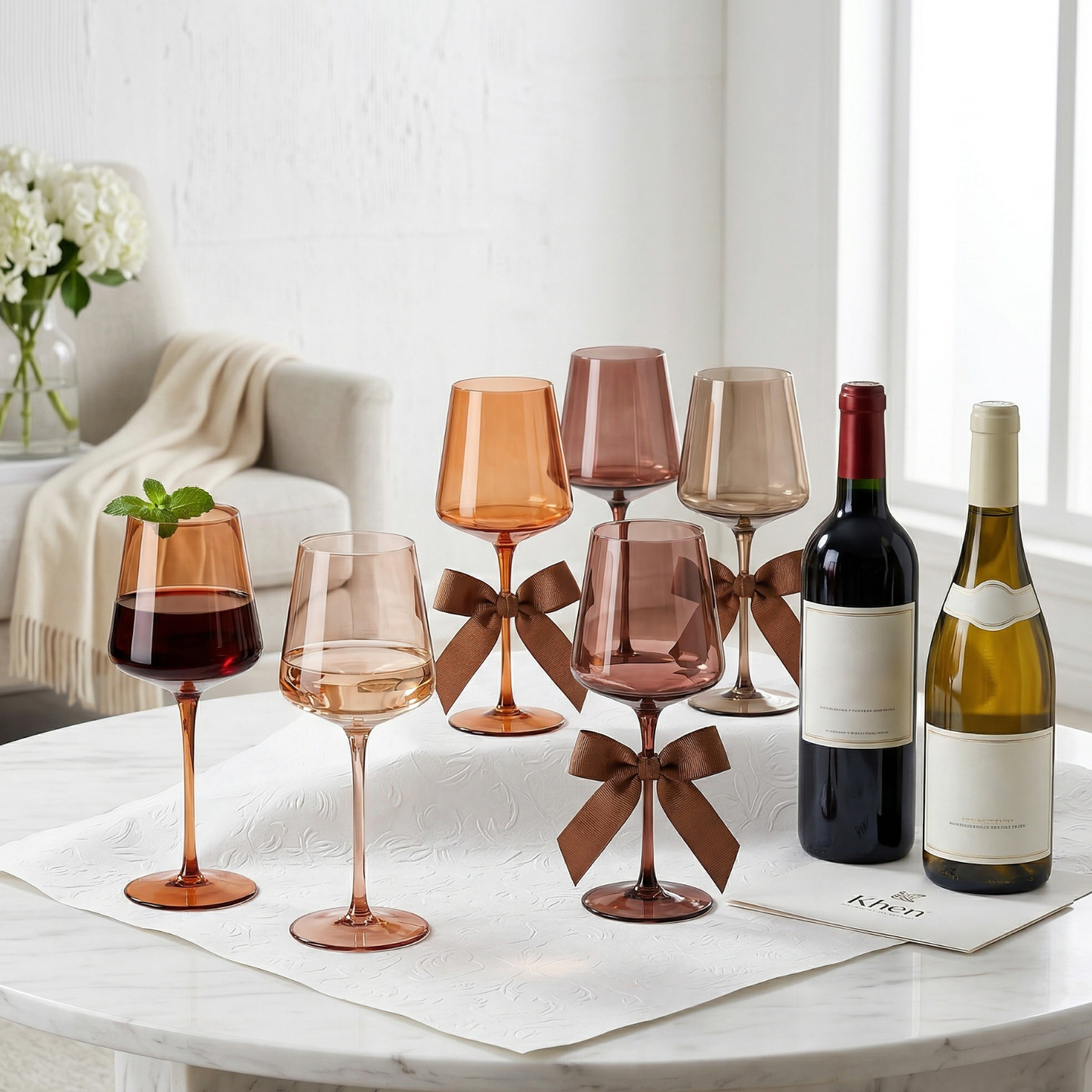 Venus Wine Glasses, Set of 6, Brown Shades 22.3oz Glass Tall