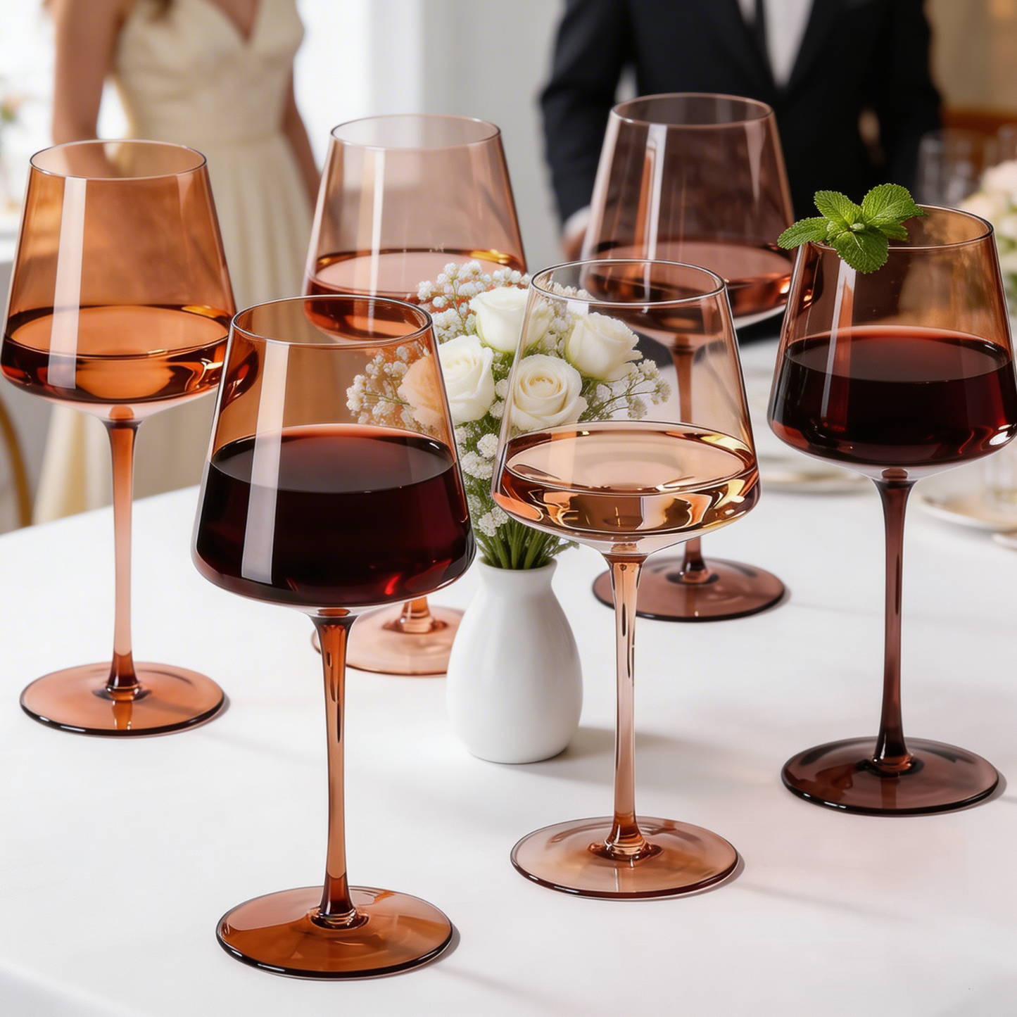 Venus Wine Glasses, Set of 6, Brown Shades 22.3oz Glass Tall