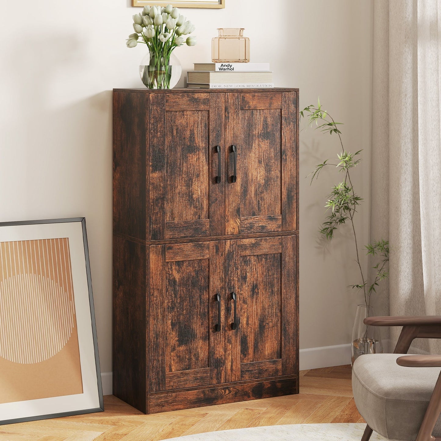 Bathroom Cabinet 43.5 inch Storage Cabinet with Doors and Adjustable Shelves