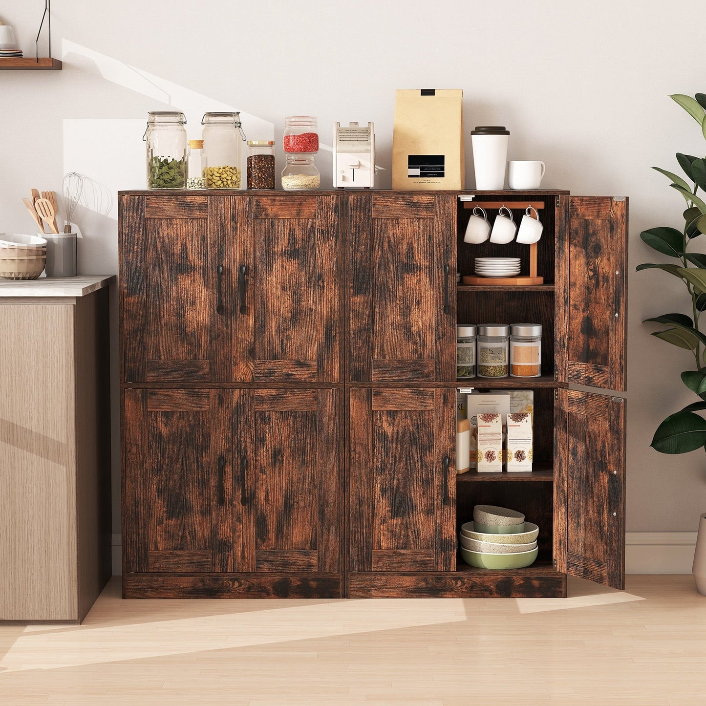 Bathroom Cabinet 43.5 inch Storage Cabinet with Doors and Adjustable Shelves