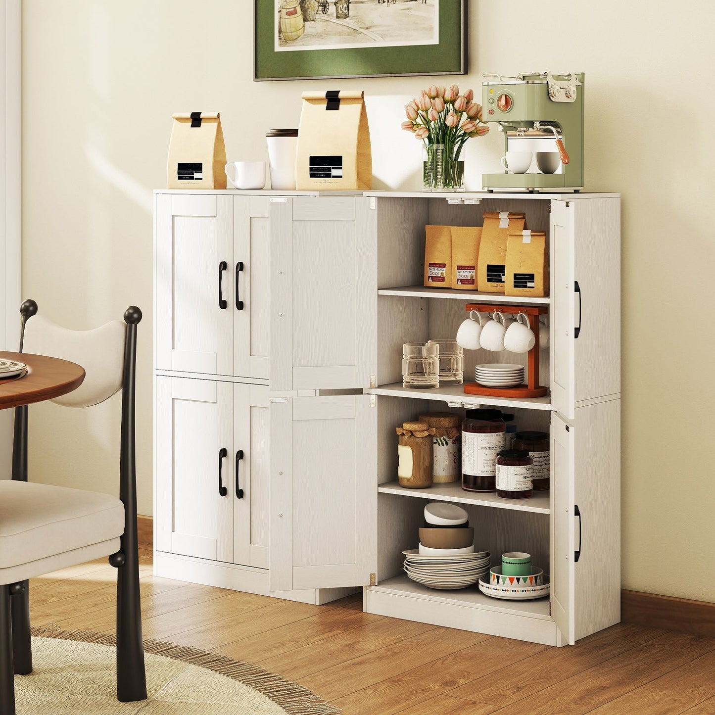 Bathroom Cabinet 43.5 inch Storage Cabinet with Doors and Adjustable Shelves
