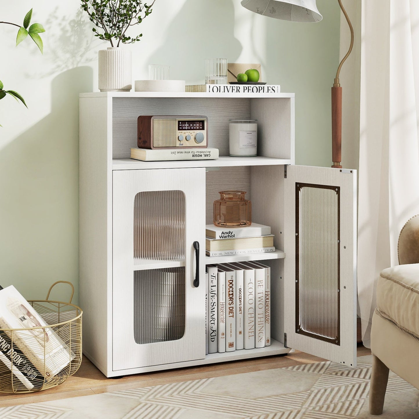 Bathroom Cabinet Freestanding Cabinet with 2 Doors and 3-Level Adjustable Shelf