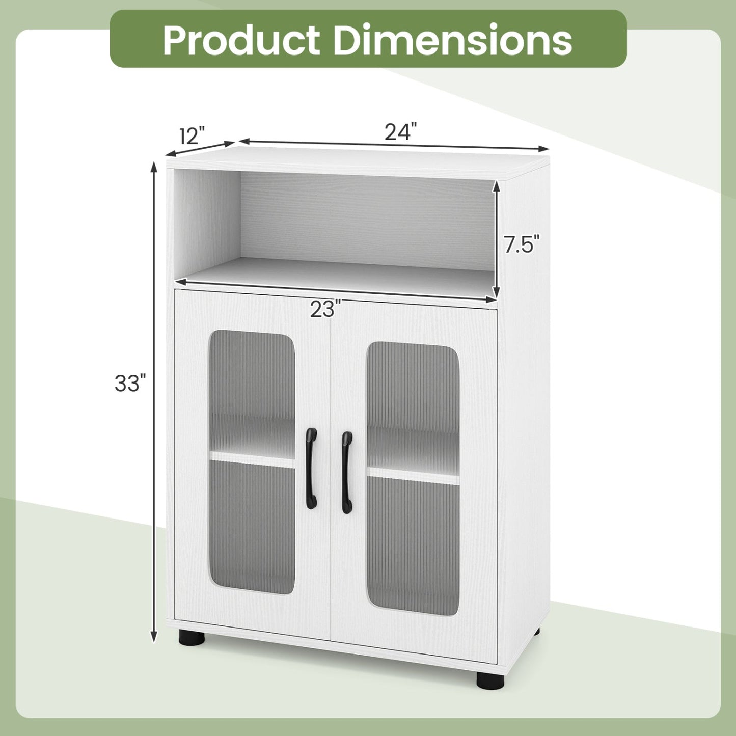 Bathroom Cabinet Freestanding Cabinet with 2 Doors and 3-Level Adjustable Shelf