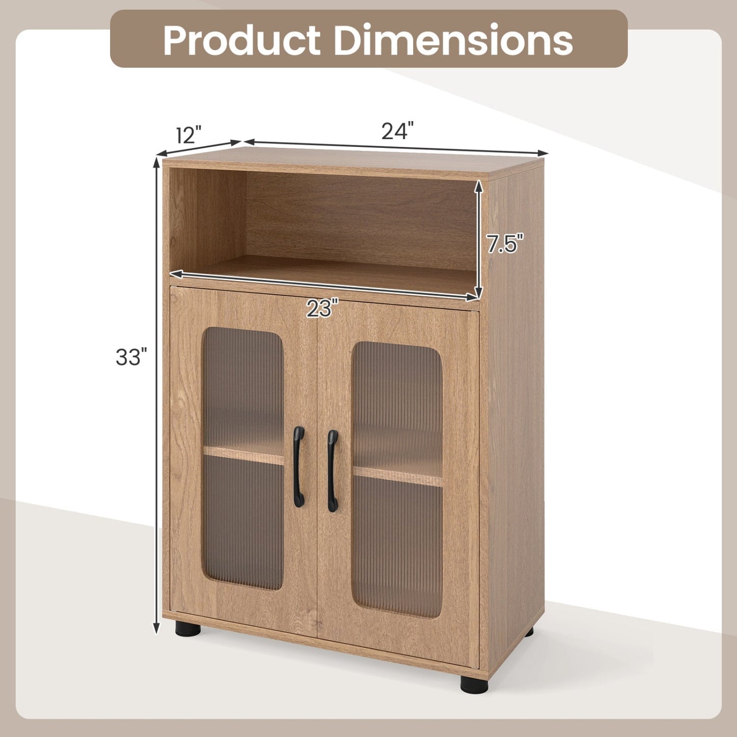 Bathroom Cabinet Freestanding Cabinet with 2 Doors and 3-Level Adjustable Shelf