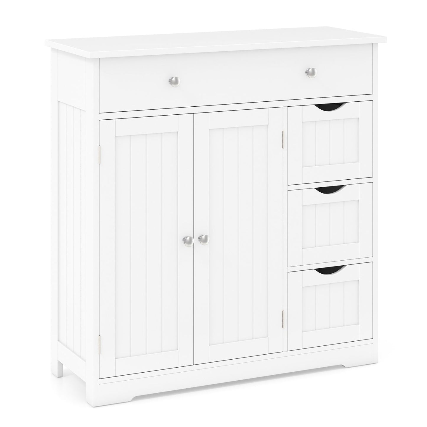 Bathroom Floor Cabinet with 4 Drawers and 2 Doors - White