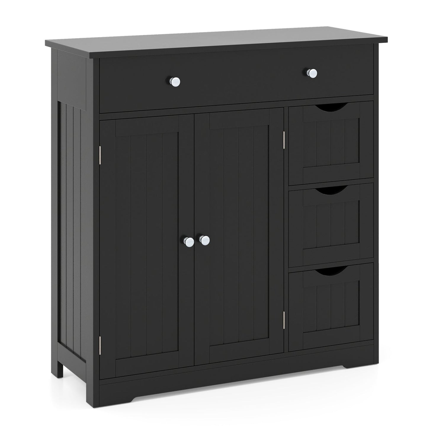 Bathroom Floor Cabinet with 4 Drawers and 2 Doors - White