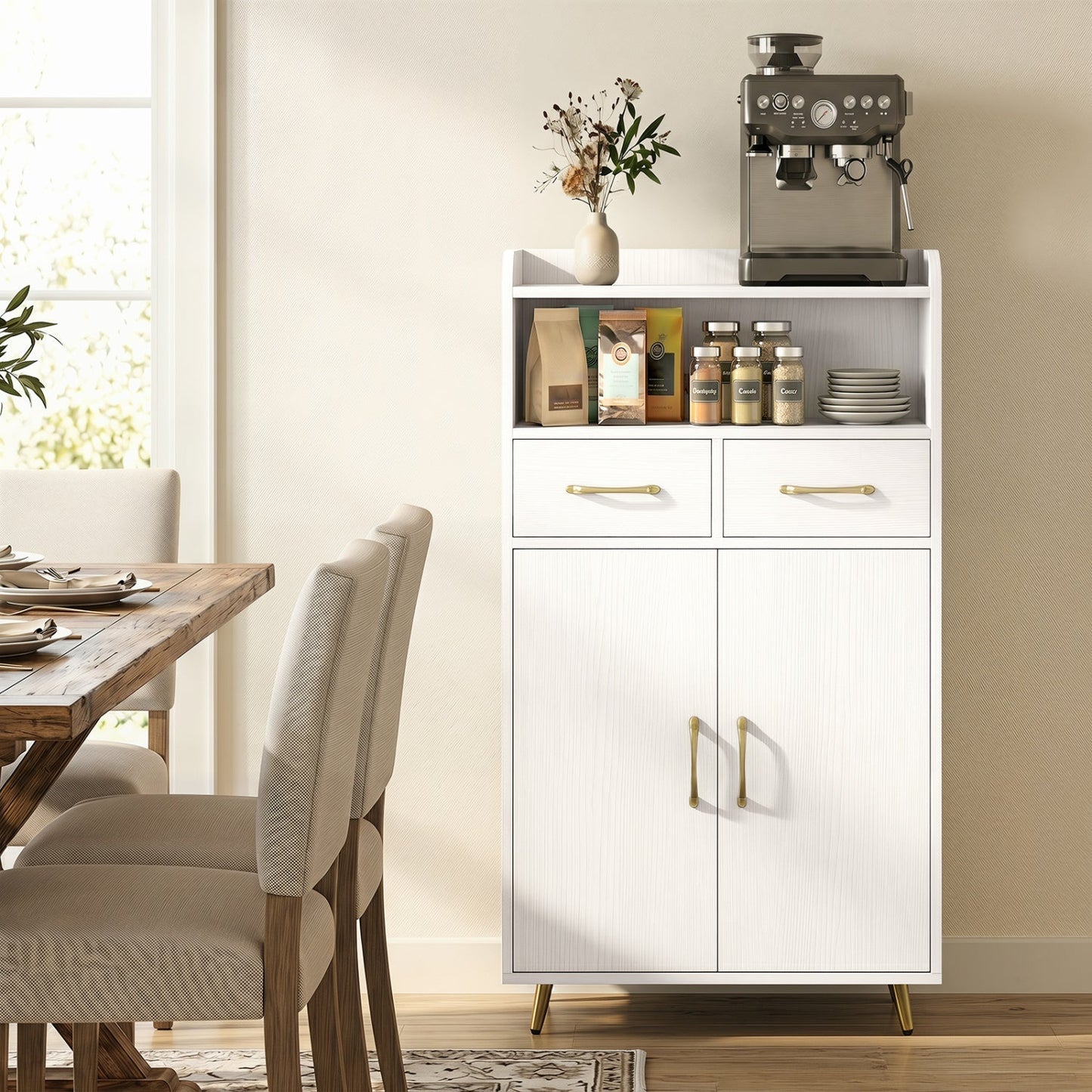 Freestanding Bathroom Storage Cabinet with 2 Drawers & Doors