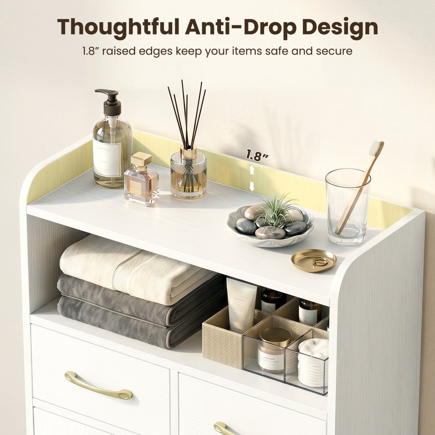 Freestanding Bathroom Storage Cabinet with 2 Drawers & Doors