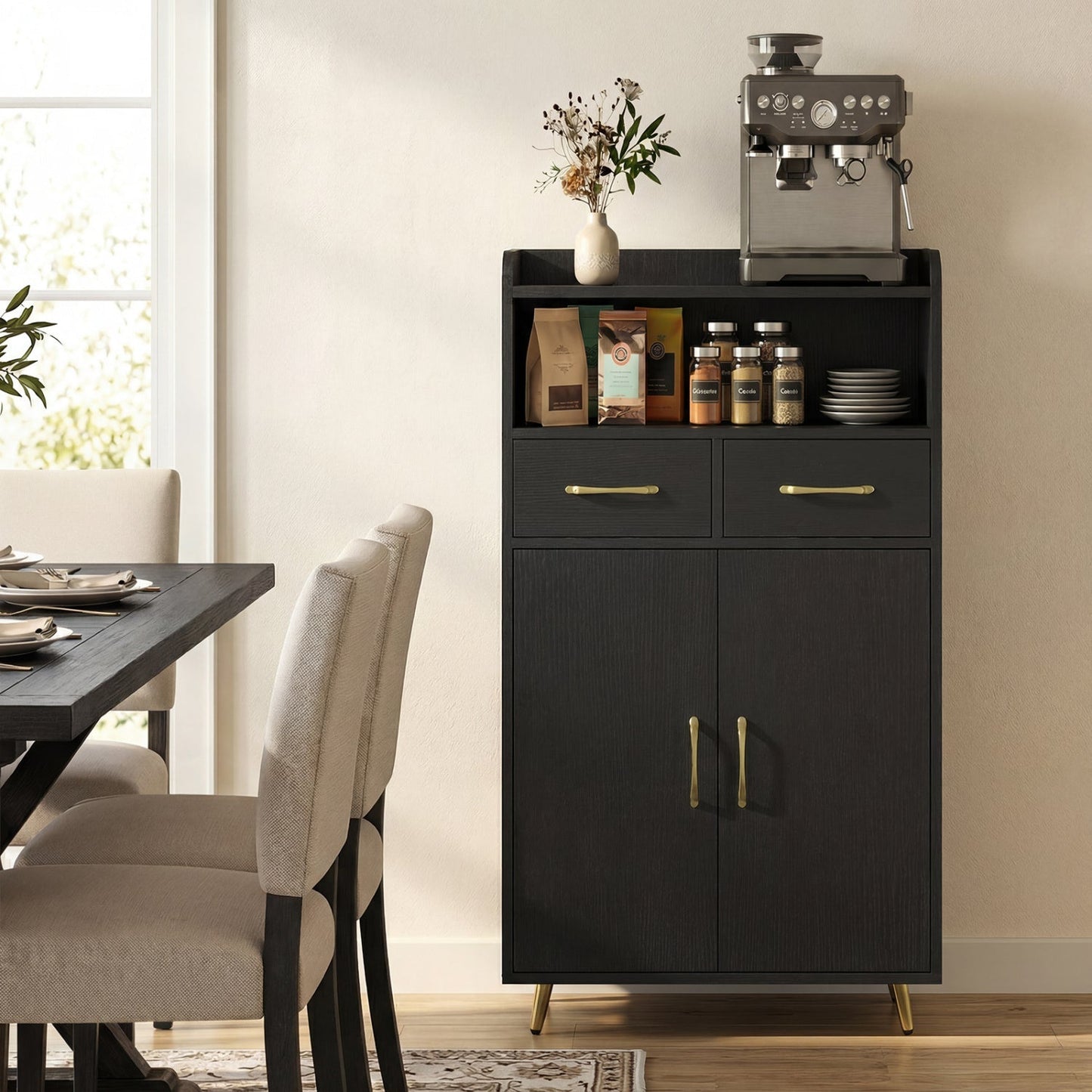 Freestanding Bathroom Storage Cabinet with 2 Drawers & Doors