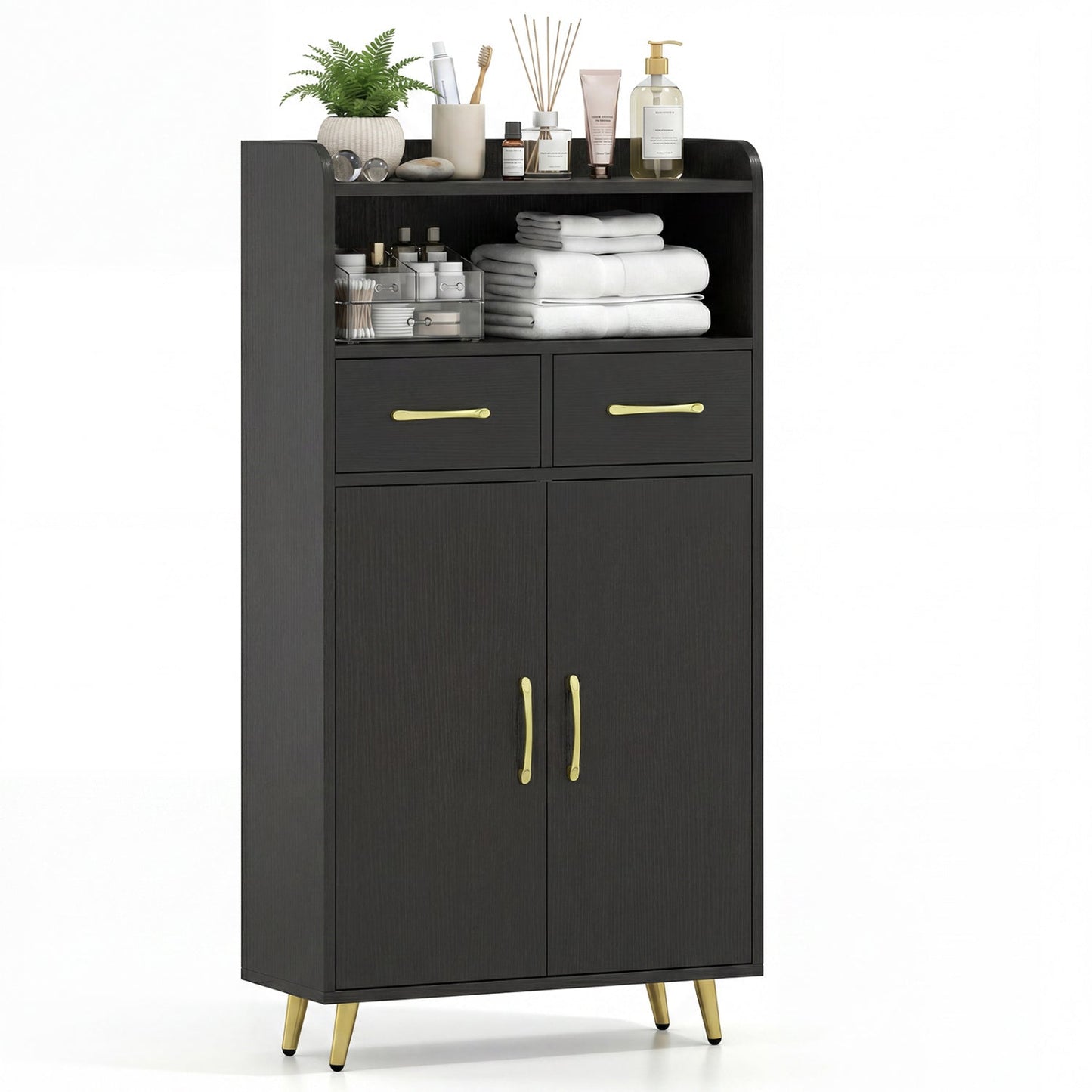 Freestanding Bathroom Storage Cabinet with 2 Drawers & Doors