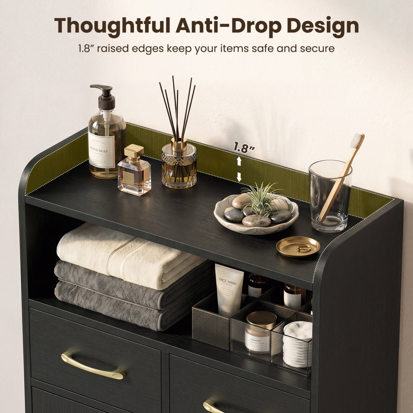 Freestanding Bathroom Storage Cabinet with 2 Drawers & Doors