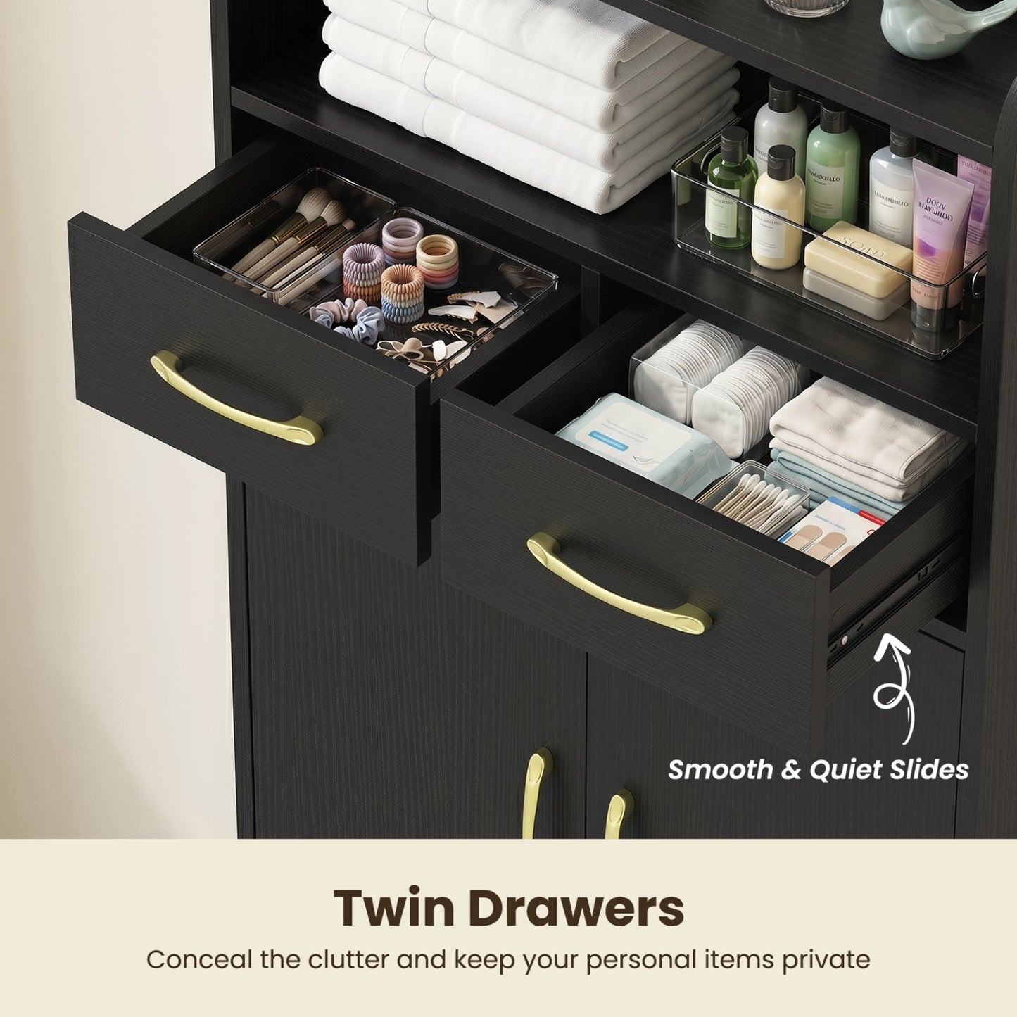 Freestanding Bathroom Storage Cabinet with 2 Drawers & Doors