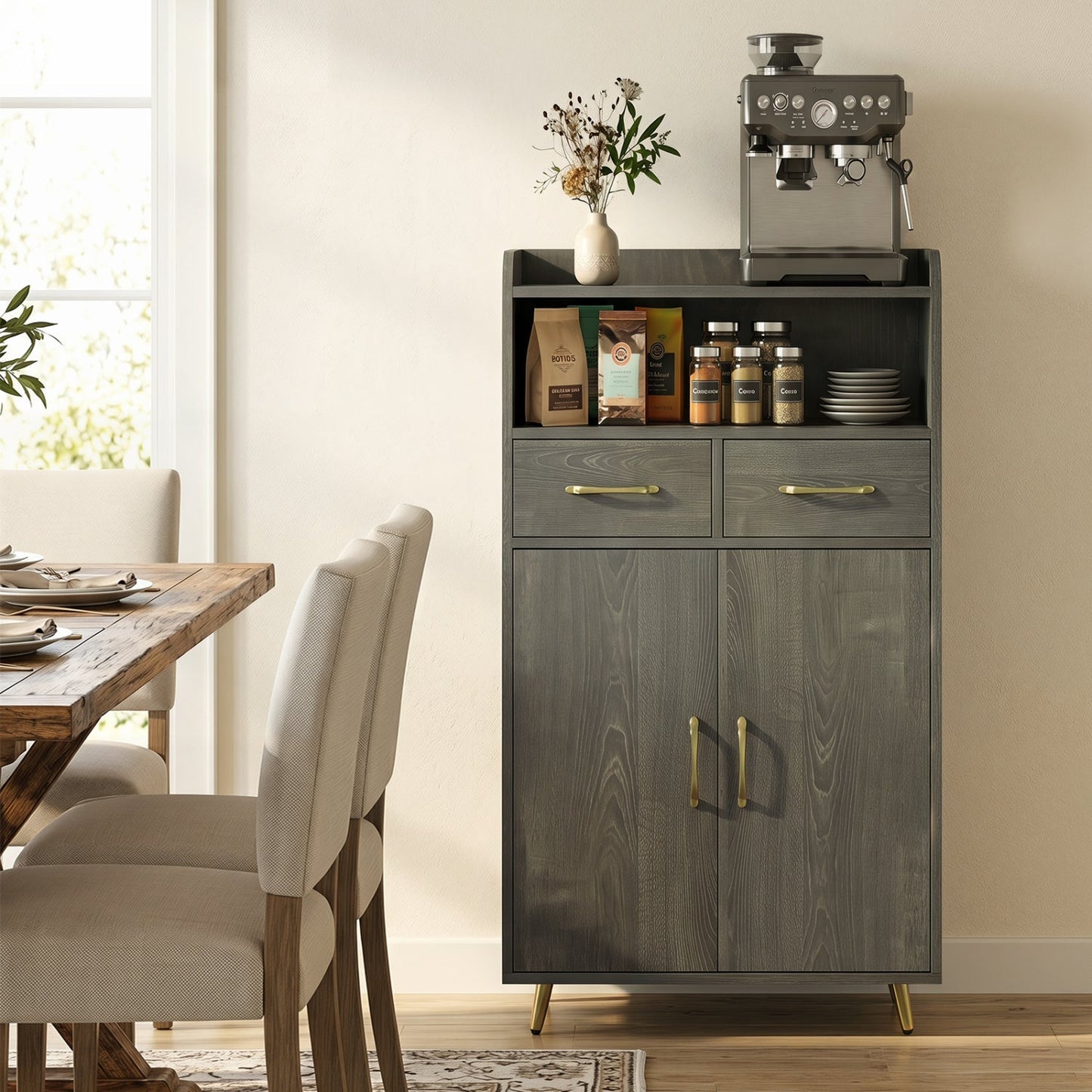 Freestanding Bathroom Storage Cabinet with 2 Drawers & Doors