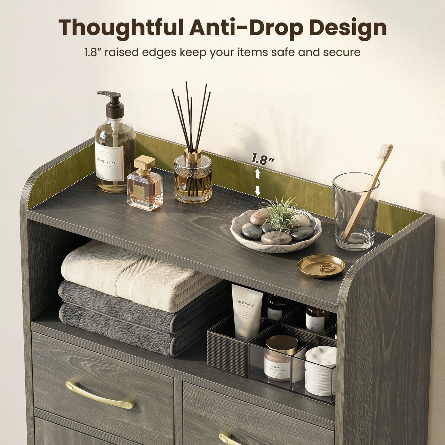 Freestanding Bathroom Storage Cabinet with 2 Drawers & Doors
