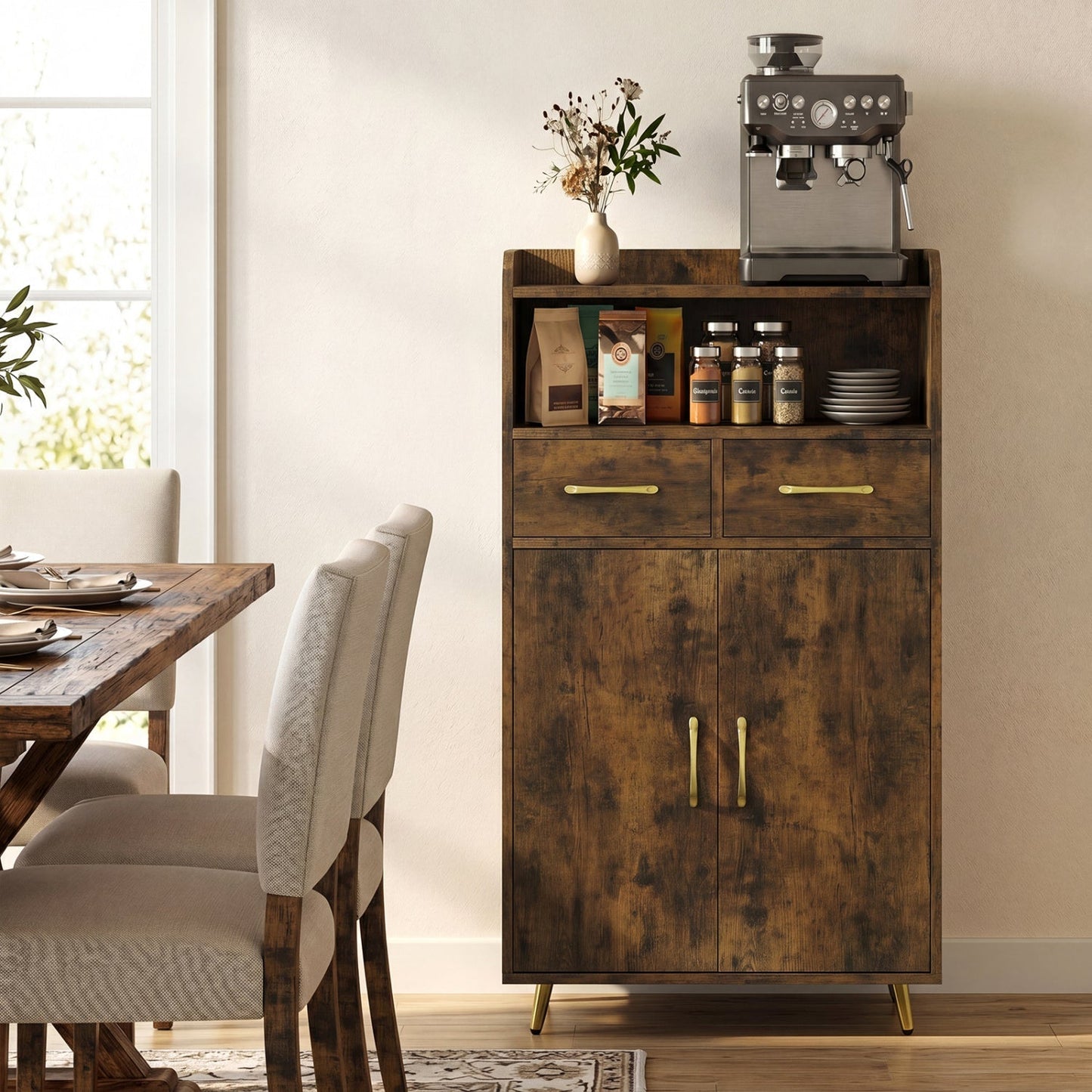 Freestanding Bathroom Storage Cabinet with 2 Drawers & Doors