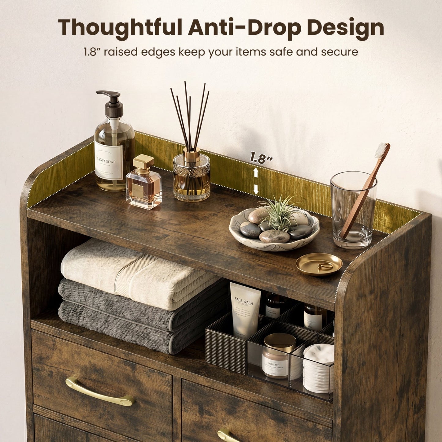 Freestanding Bathroom Storage Cabinet with 2 Drawers & Doors