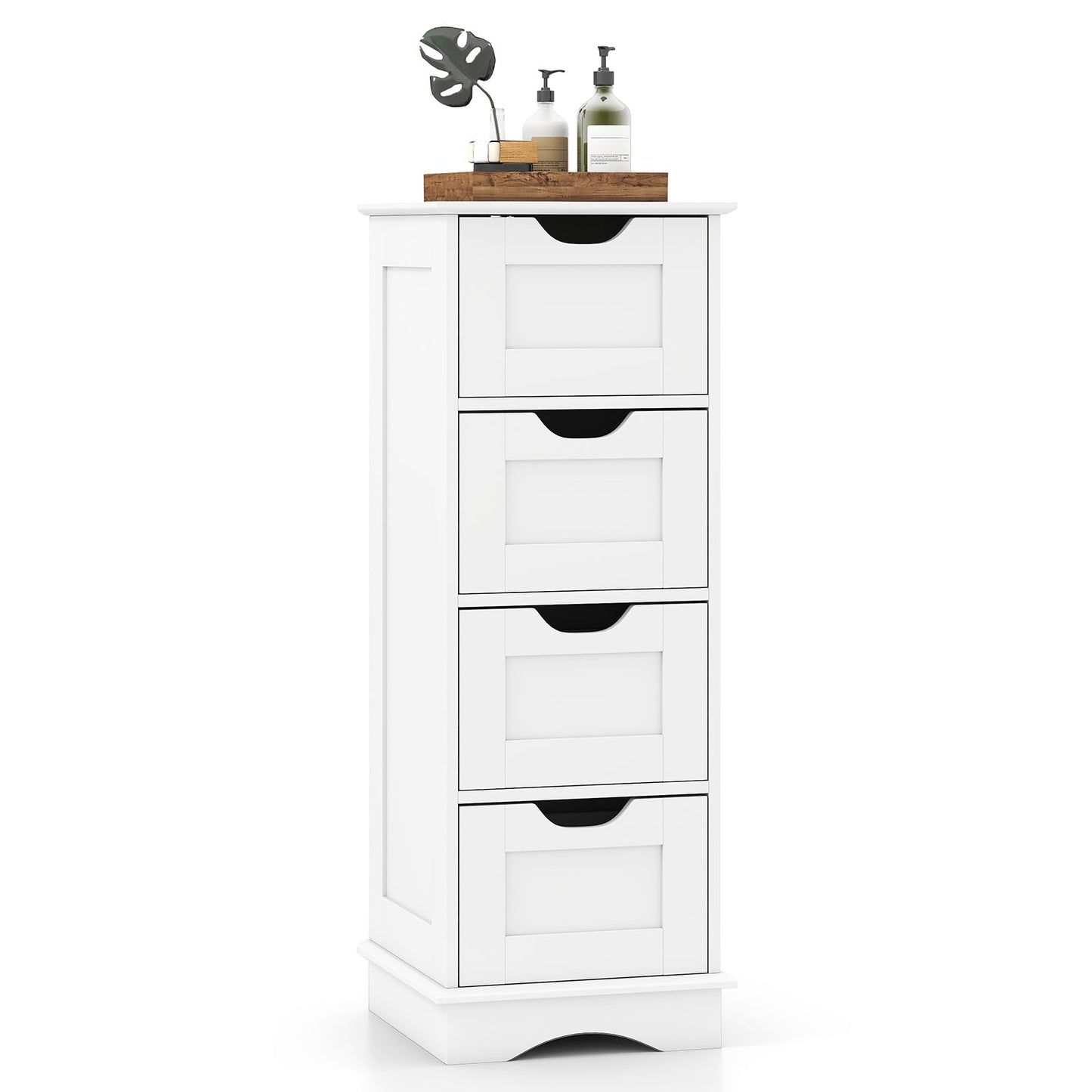 Bathroom Storage Cabinet with Cutout Handles and 4 Drawers