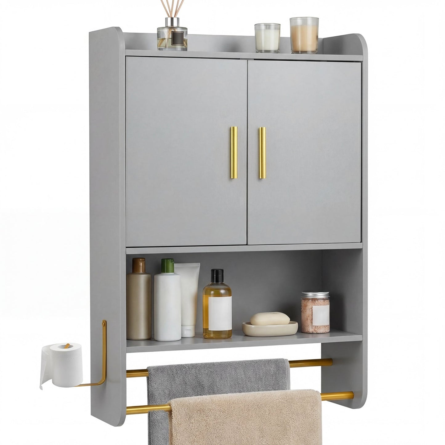 Bathroom Wall Cabinet Wall Mounted Medicine Cabinet with Towel Bars