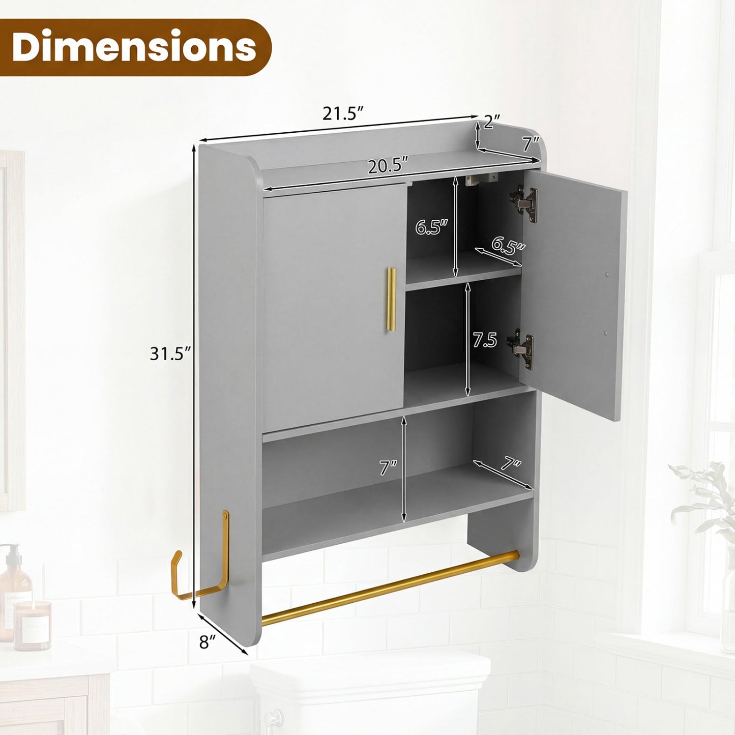 Bathroom Wall Cabinet Wall Mounted Medicine Cabinet with Towel Bars