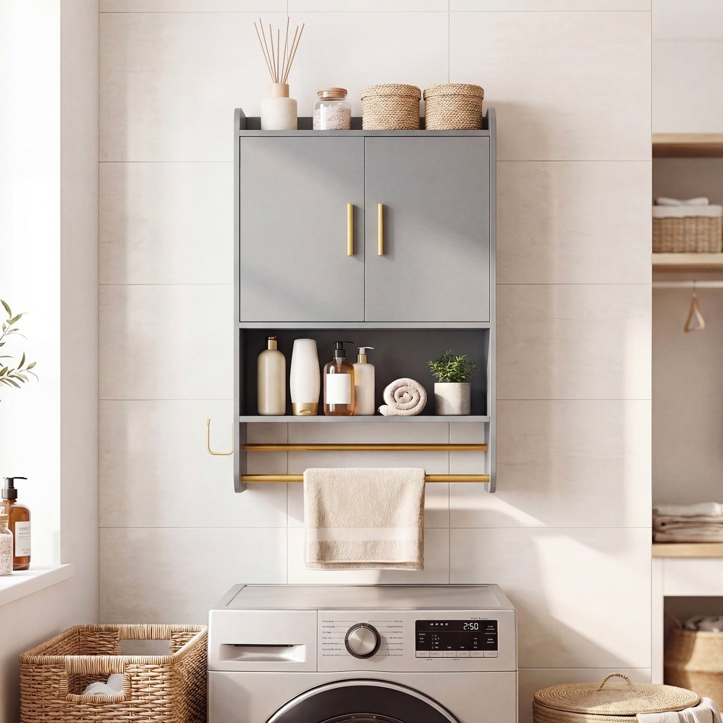 Bathroom Wall Cabinet Wall Mounted Medicine Cabinet with Towel Bars