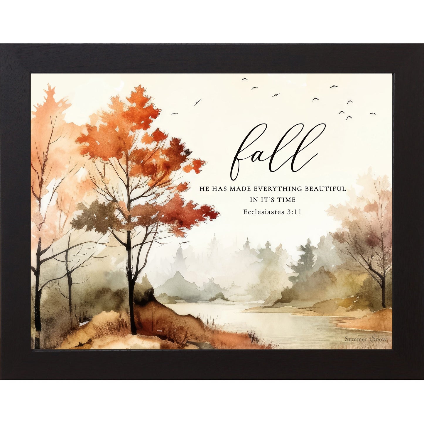 Fall He Has Made Everything Beautiful Wall Art – Ecclesiastes 3:11 Watercolor Autumn Landscape (SB249)