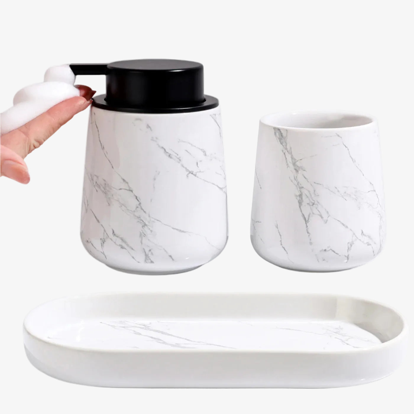 BosilunLife Marble 3-Piece Bathroom Set Recycled Ceramic Eco-Clay