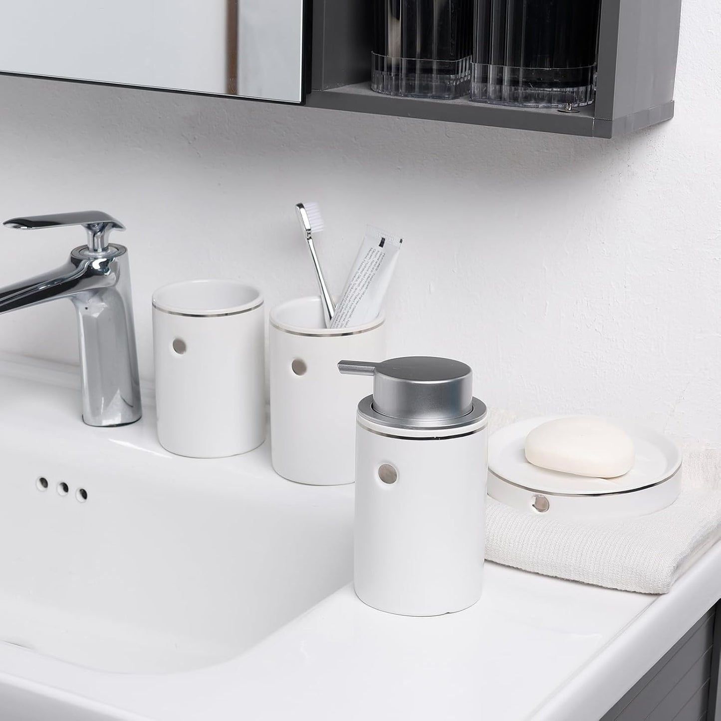 BosilunLife Nordic Tranquility 4-Piece Bathroom Set Recycled Ceramic Eco-Clay