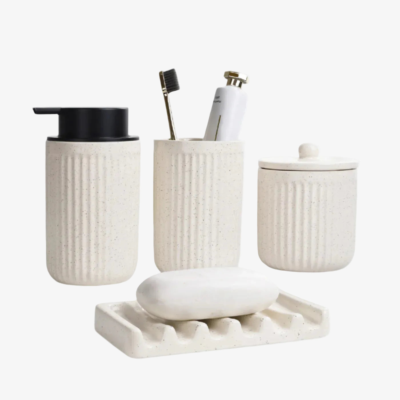 BosilunLife Pockmark 4-Piece Liquid Bathroom Set Recycled Ceramic Eco-Clay