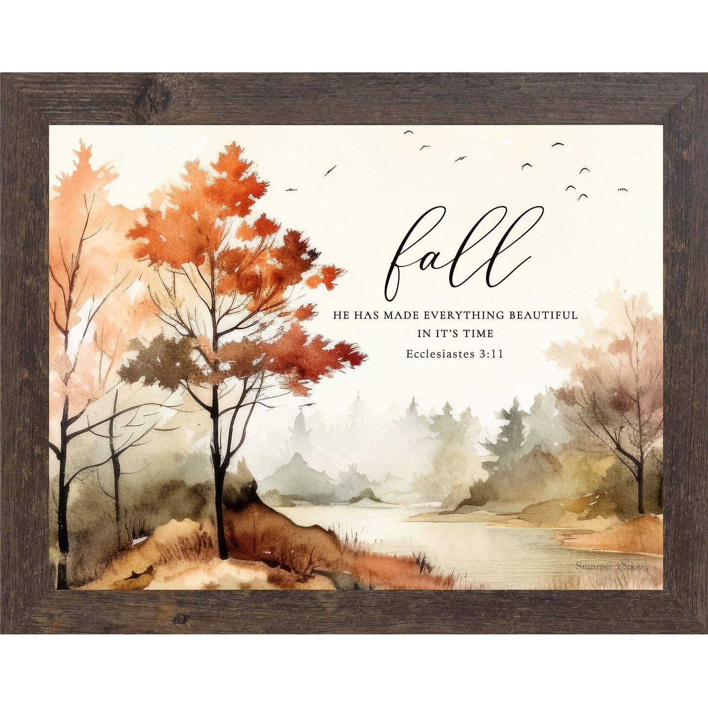 Fall He Has Made Everything Beautiful Wall Art – Ecclesiastes 3:11 Watercolor Autumn Landscape (SB249)