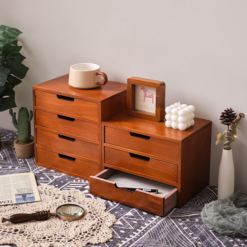 Three-layer Storage Cabinet, Small Wooden Cosmetic Organizer Box, Display Screen Riser