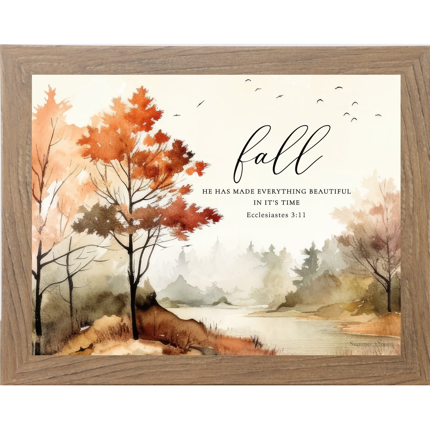Fall He Has Made Everything Beautiful Wall Art – Ecclesiastes 3:11 Watercolor Autumn Landscape (SB249)