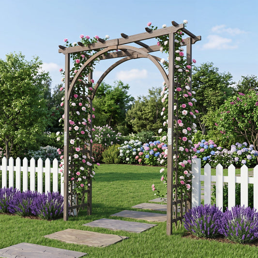 Garden Arch Trellis 85" Tall Fir Wood for Climbing Plants