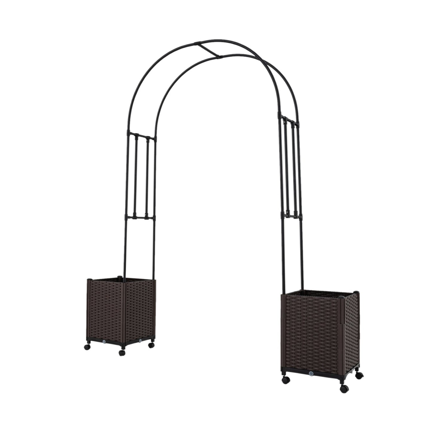 Garden Arch Trellis with 2 Self-watering Planter Boxes for Party Yard Lawn