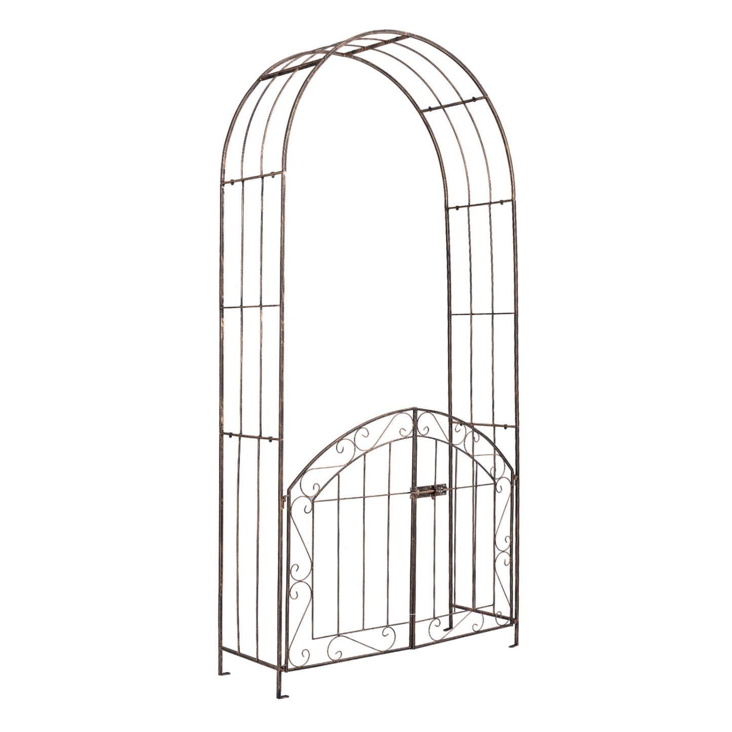 Metal Garden Arch with Gate and Safety Latch - 79" H