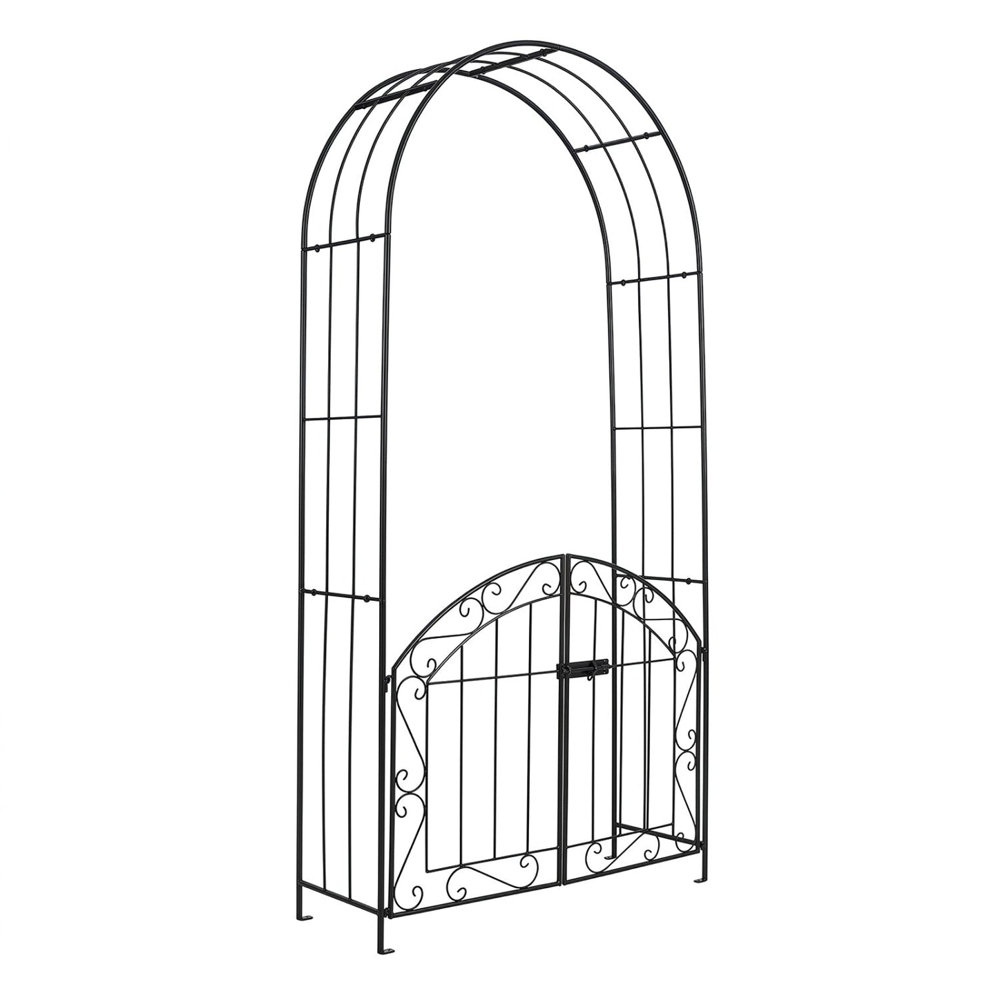Metal Garden Arch with Gate and Safety Latch - 79" H